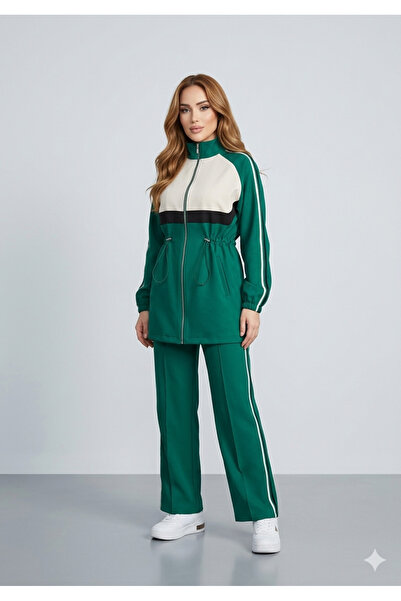 Ryzi Moda Women's Tracksuit Set Zippered Double Set