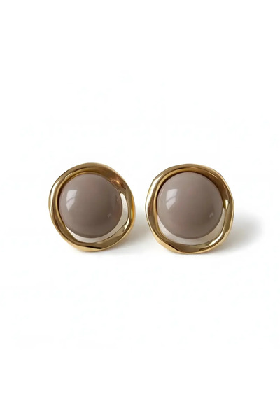 LEROSY CO. Mink Stone Detailed Gold Earrings