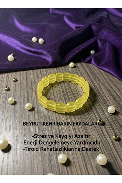 Meneva Aksesuar Sarı Beyrut Kehribar Bileklik