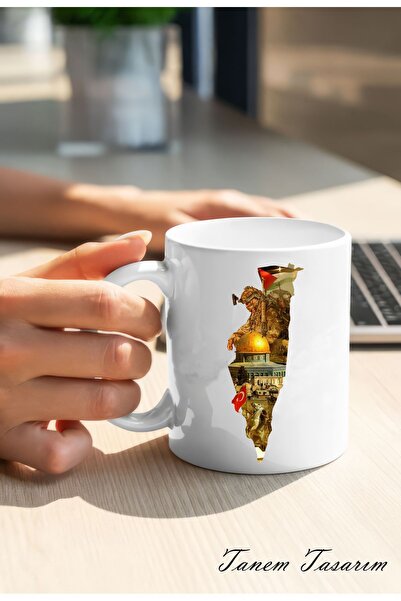 Tanem Tasarım كوب مطبوع بتصميم فلسطيني، كوب غزة، كوب كودس كلاسيكي