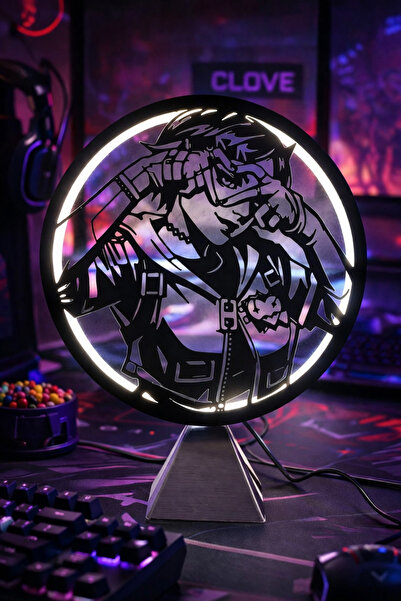 CELESSE Valorant Clove Halka LED Işıklı Masa Gece Lambası Gamer Oyun Odası De...