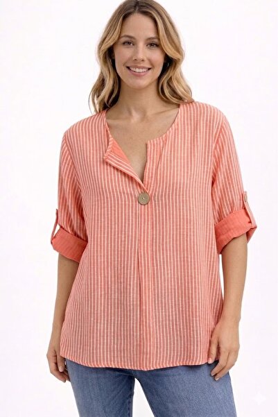 AYASOFYA OTANTIK Γυναικεία Ιταλική μπλούζα σολόμον Ριγέ 3/4 μανίκια φαρδιά 10...