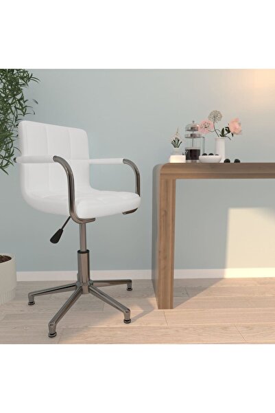 Concept Scaun de birou pivotant, alb, piele ecologică