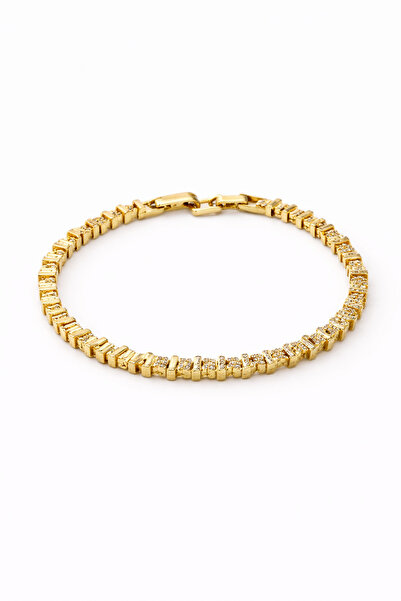 LEROSY CO. Women's Stone-Encrusted Gold Plated Stainless Steel Bracelet Shiny...