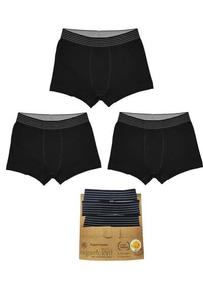 OrganicKid Modern Classic Erkek Çocuk Siyah Boxer Set 3'lü