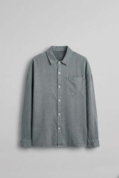 ablukaonline Ανδρικό πουκάμισο oversized που πλένεται γκρι