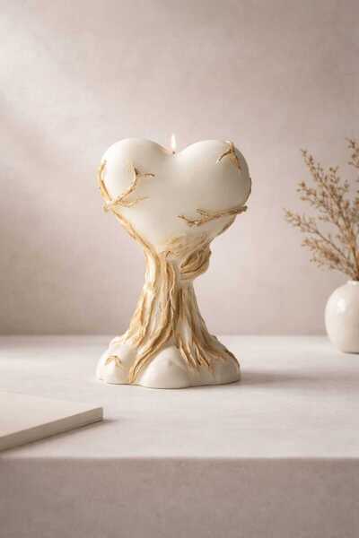 Ivy and Prickly Heart Tree Custom Design Candle with Gold and Silver Foil Scented Natural Soy CANDLE