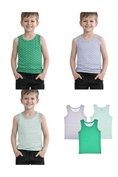 OrganicKid Green Star Erkek Çocuk Atlet Seti 3'lü