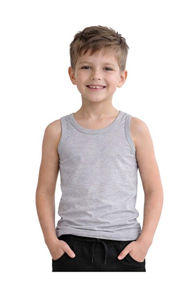 OrganicKid Basic Cotton Erkek Çocuk Gri Atlet Seti 3'lü