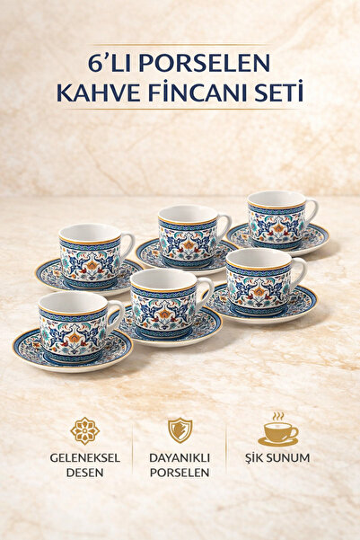 Karaca Beylerbeyi 6 Kişilik Kahve Fincan Takımı 80 Ml