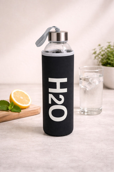 Tohana قارورة زجاجية مع علبة H2O سعة 750 مل