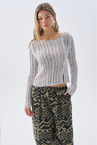 Mudo DÜĞMELİ FITTED AJURLU BİSİKLET YAKA KAZAK