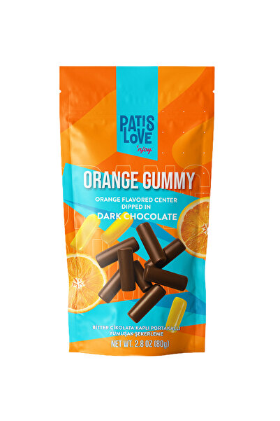 Patiswiss Patislove Bitter Çikolata Kaplı Portakallı Yumuşak Şekerleme, 80G