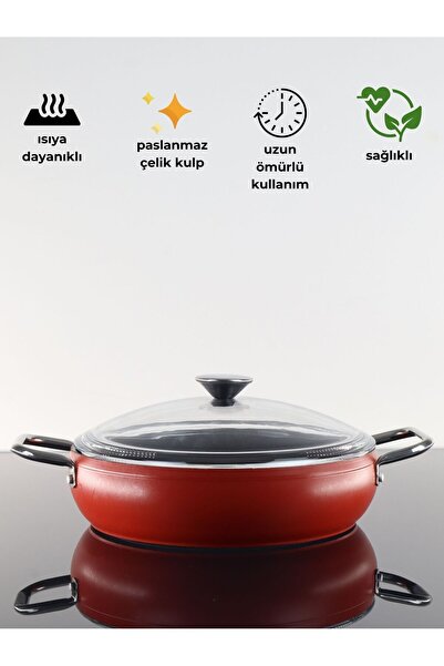 Bonera Pro Plus 28 cm Pilav Karnıyarık Tenceresi - İndüksiyon Uyumlu - Titanyum