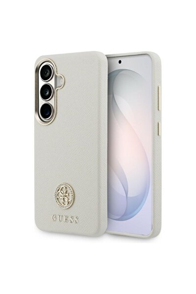 Guess Carcasă pentru Samsung Galaxy S26, logo rotund cu strasuri, bej