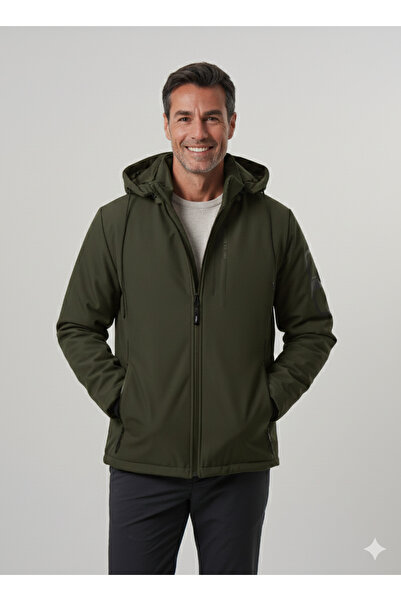 PIQUE ΑΝΔΡΙΚΟ ΠΑΛΤΟ Παλτό SoftShell με καπιτονέ επένδυση με λεπτομέρεια εκτύπ...