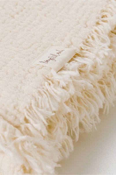 tinylamb Brighton Ecru Muslin 4 Layer Muslin 100X110M 100% Cotton Cream Color Fringed Baby Muslin Blanket