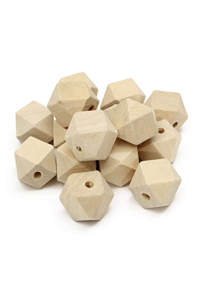 Hedef Bijuteri 20mm Geometrik Desenli Elmas Kesim Ham Ahşap Tahta Boncuk (4 A...