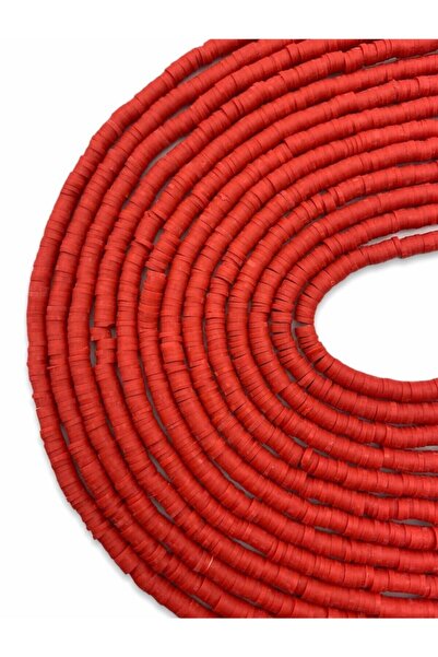 Hedef Bijuteri 4 مللي متر اللون الأحمر بوليمر كلاي فيمو سلسلة الخرزة ، 40 سنت...