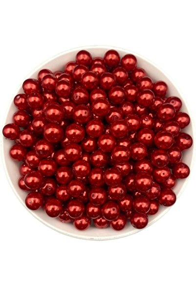 Hedef Bijuteri 10mm Kırmızı Cam İnci Boncuk, Takı Aksesuar Yapım Boncuğu (50g...