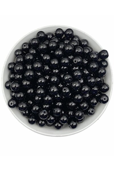 Hedef Bijuteri 50 gr 10 mm mărgele de perle din sticlă neagră, mărgele pentru...