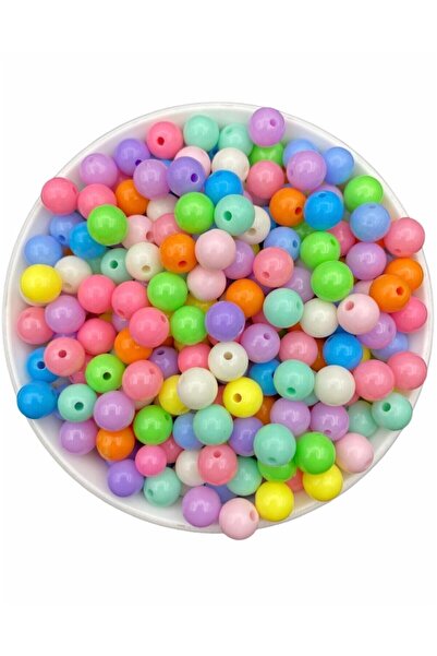 Hedef Bijuteri 25gr 10mm Mărgele rotunde din plastic în culori pastelate, măr...