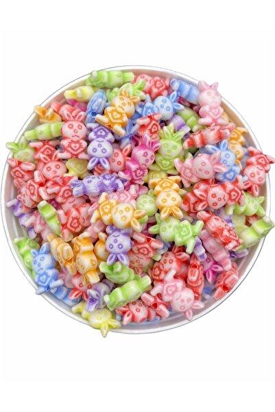 Hedef Bijuteri Figurină de iepure pastel, mărgele în culori pastelate mixte î...