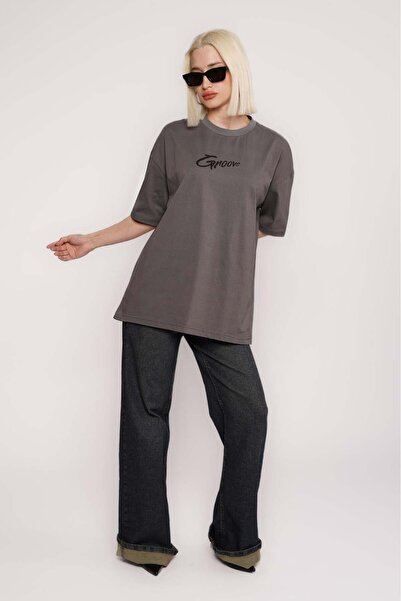 Madmext Μπλουζάκι Oversize με Καπνιστό Τύπωμα MG1491