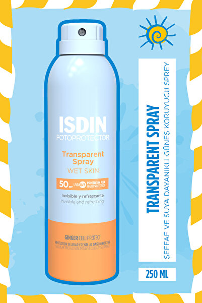 ISDIN Fotoprotector Islak Cilt Şeffaf Sprey 50 Spf 250 ml Suya Dayanıklı Vücu...