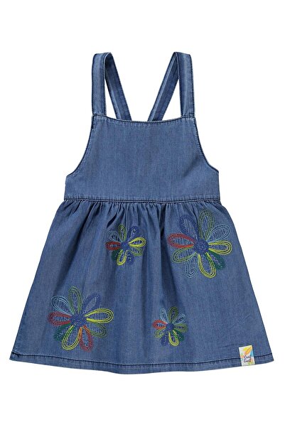 Civil Girls Çiçek Nakışlı 2-5 Yaş Elbise - Mavi