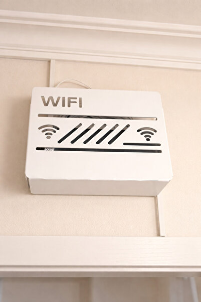 VENON صندوق مودم واي فاي كبير الحجم باللون الأبيض - غطاء راوتر معدني مزخرف مخطط