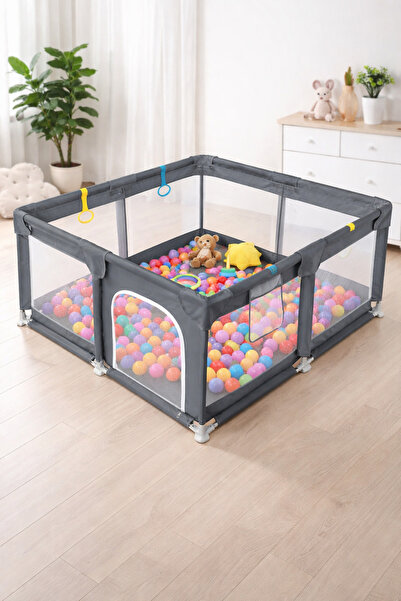 ROHS Țarc de joacă pentru copii, HappyKID, plasă de protecție și ușă cu fermo...