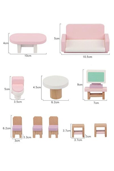 Arabest 22-Piece Wooden Dollhouse Furniture Set, Pretend Play Accessories, Sm...