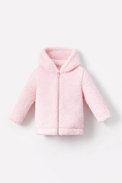 Bubito سترة شتوية بغطاء للرأس من القطيفة للأطفال من ويلسوفت - وردي