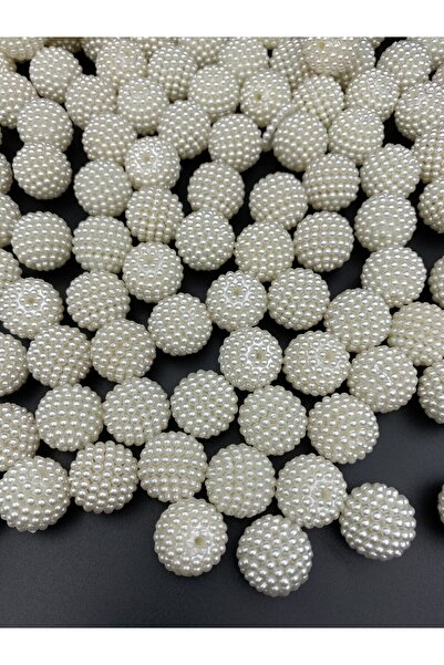 Hedef Bijuteri Parçalı Böğürtlen,100Gr 20mm Krem Renk Parçalı Böğürtlen İnci Boncuk,Çanta Yapım Boncuğu (~43 Adet)