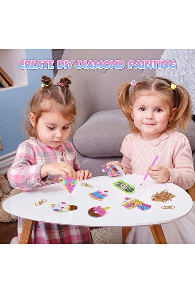 Arabest Unicorn Diamond Art Keychain Craft Kit for Kids, DIY Gem Making, Non-...