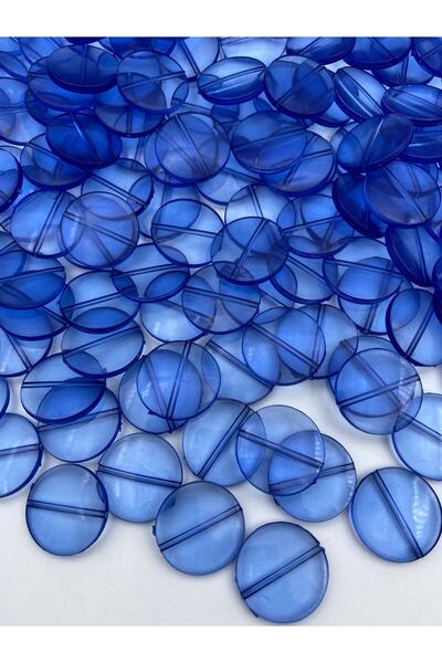 Hedef Bijuteri 100gr Saks Blue 25mm mărgele acrilice rotunde, plate și aplati...