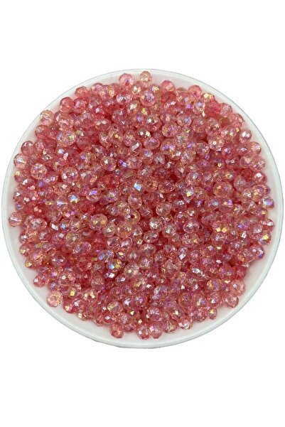 Hedef Bijuteri Pembe Renkli Basık 6mm Janjanlı Akrilik Boncuk,parlak Takı Yapım Hobi Boncuğu (25gr,~250 Adet)