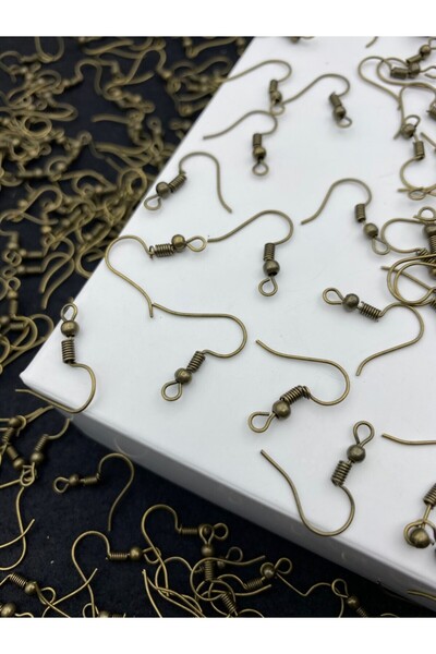 Hedef Bijuteri 100 Adet Antik Sarı Küpe Kancası,Çengelli Küpe Klipsi,Küpe Yap...