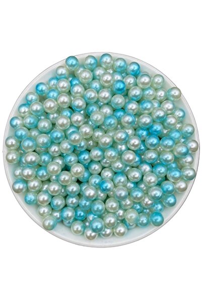Hedef Bijuteri فيروزي 8 ملم - حبات لؤلؤ رخامية بيضاء غير مثقوبة، لؤلؤ بلاستيك...