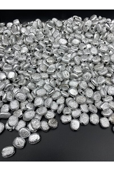 Hedef Bijuteri 100gr Silver Color Gilded Puffy Flat Bean Model Beads, Jewelry...