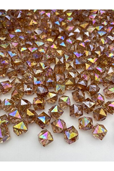 Hedef Bijuteri 100gr 12mm Janjan Brown Cube, mărgele acrilice model cubic, bi...