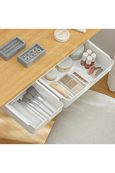 Arabest طقم من درجين قابلين للتثبيت تحت المكتب، منظم تخزين ذاتي اللصق قابل لل...