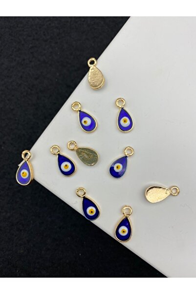 Hedef Bijuteri Gold Plated 10mm Navy Blue / Dark Blue Color Small Drop Pendan...