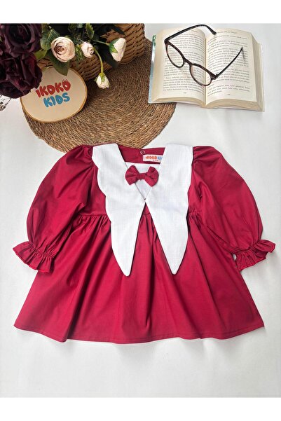 ikokokids Fiyonk Detaylı Kırmızı Elbise