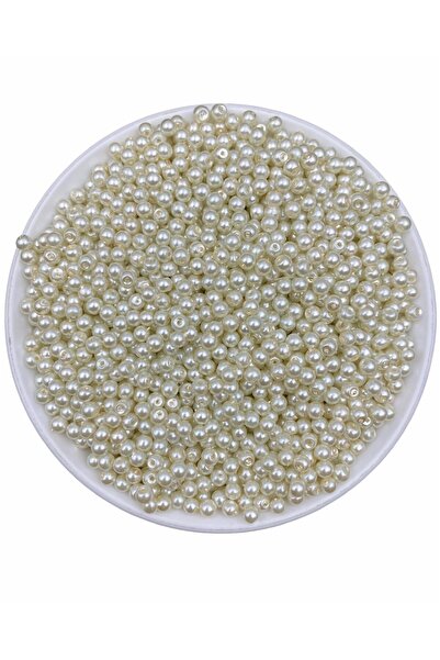 Boncuk 50 gr 4 mm krem stakleni perli, perle za izradu nakita, hobi (50 gr, ~...