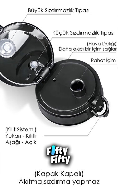 Uzspace 3026-2 Siyah Trıtan Matara 500 ml