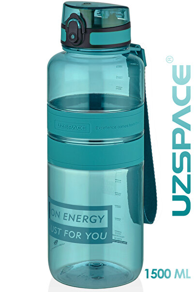 Uzspace قارورة مياه تريتان سعة 1500 مل، 1.5 لتر، بألوان متجددة، مع حزام تعليق...