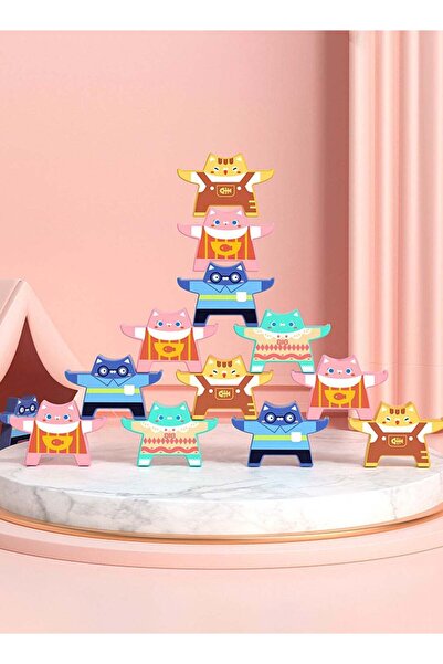 Arabest 16-Piece Cat Stacker Puzzle, Educational Balancing Toy for Kids and T...