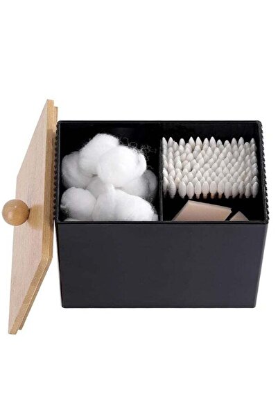 Arabest 3 Compartments Cotton Ball Swabs Dispenser, Bamboo Lids Plastic Organ...